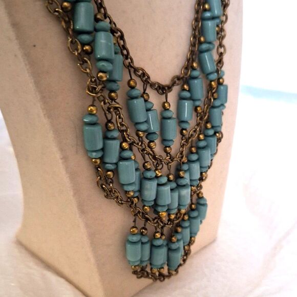 A Women's Beaded Bib Collar Necklace Layered Tribal Ceramic Statement - Picture 10 of 10